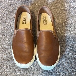 Keds Brown Leather Slip-On Flats